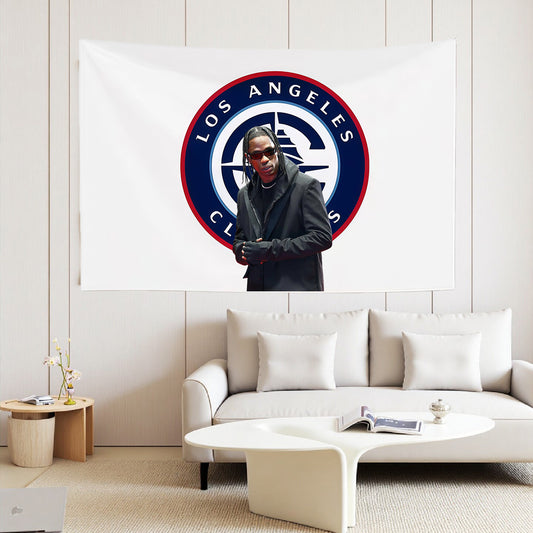 Travis Scott X Los Angeles Clippers White Flag Custom Image