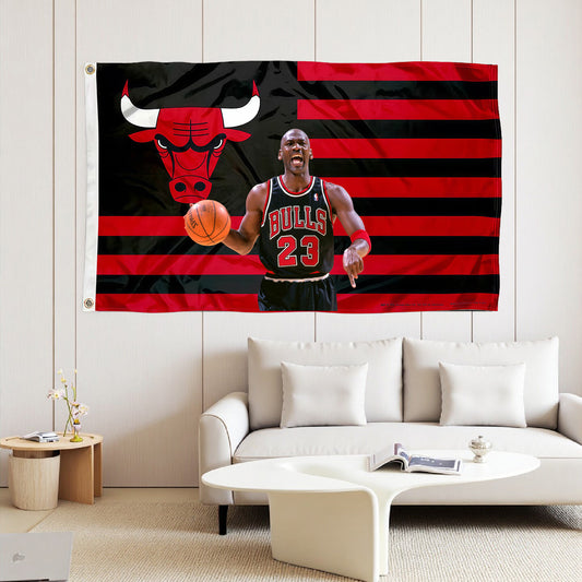 Michael Jordan X Chicago Bulls Interstices Flag Custom Image