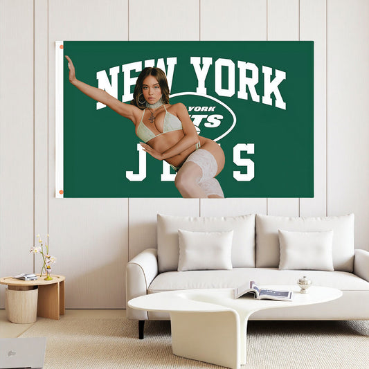 Sydney Sweeney X New York Jets Green Flag Custom Image