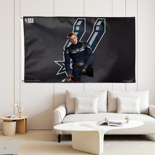Captain America X San Antonio Spurs Classic Flag Custom Image