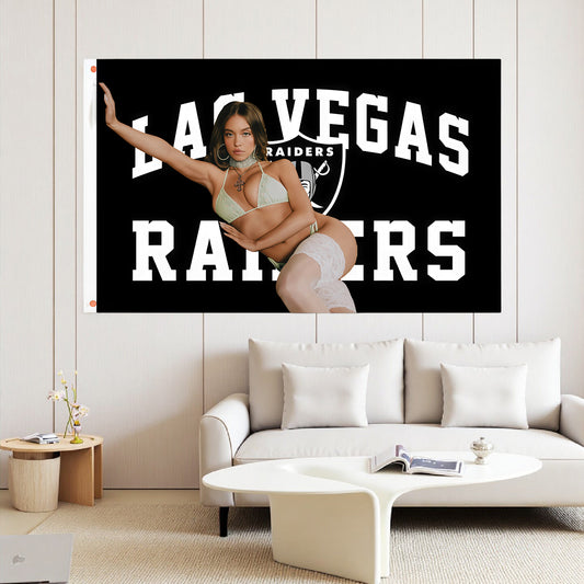 Sydney Sweeney X Las Vegas Raiders Black Flag Custom Image