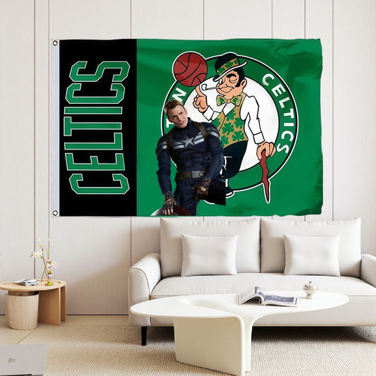 Captain America X Boston Celtics Classic Flag Custom Image