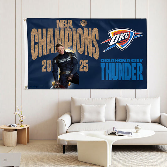 Captain America X Oklahoma City Thunder Champion Flag Custom Image