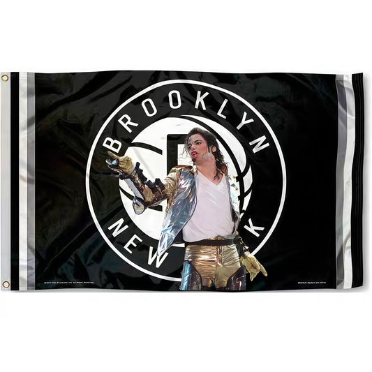 Michael Jackson X Brooklyn Nets Black Flag Custom Image