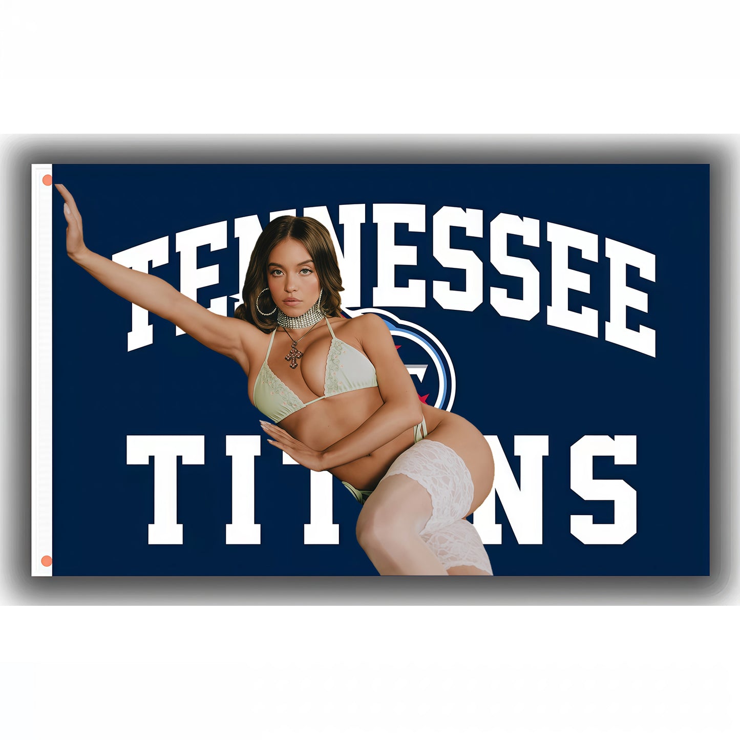 Sydney Sweeney X Tennessee Titans Blue Flag Custom Image