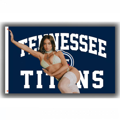 Sydney Sweeney X Tennessee Titans Blue Flag Custom Image