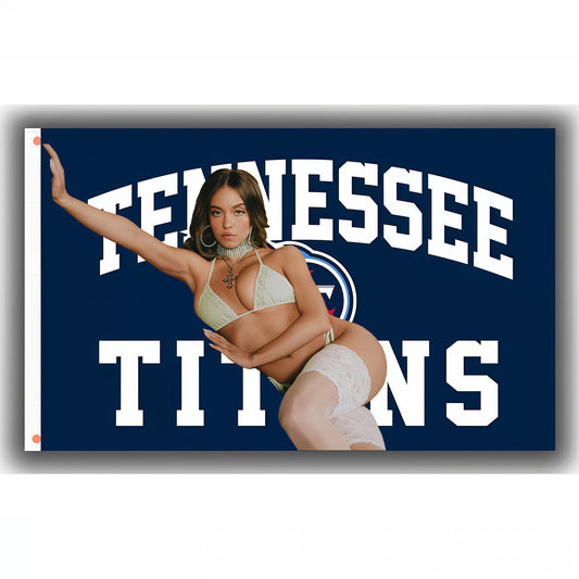 Sydney Sweeney X Tennessee Titans Blue Flag Custom Image