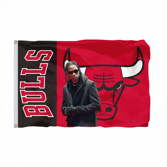 Travis Scott X Chicago Bulls Original Flag Custom Image