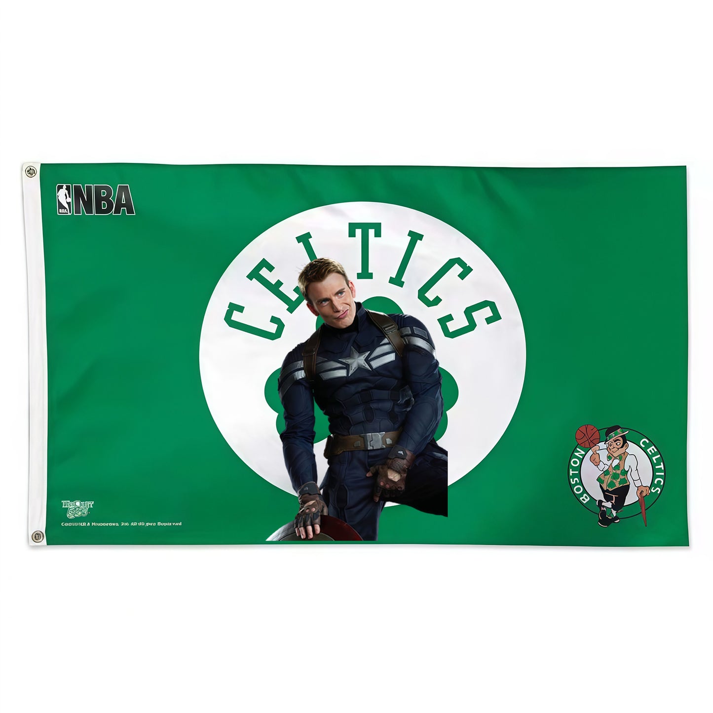 Captain America X Boston Celtics Logo Green Flag Custom Image