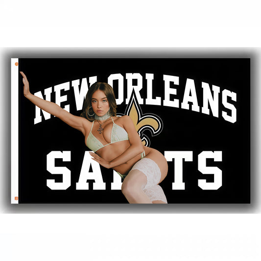 Sydney Sweeney X New Orleans Saints Black Flag Custom Image