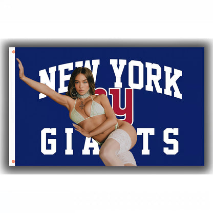 Sydney Sweeney X New York Giants Blue Flag Custom Image