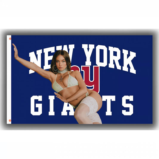 Sydney Sweeney X New York Giants Blue Flag Custom Image