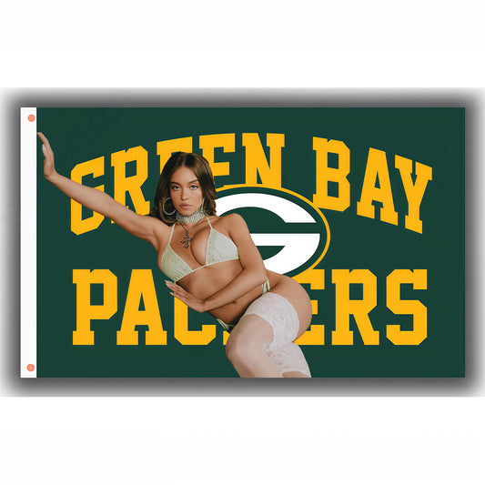 Sydney Sweeney X Green Bay Packers Green Flag Custom Image