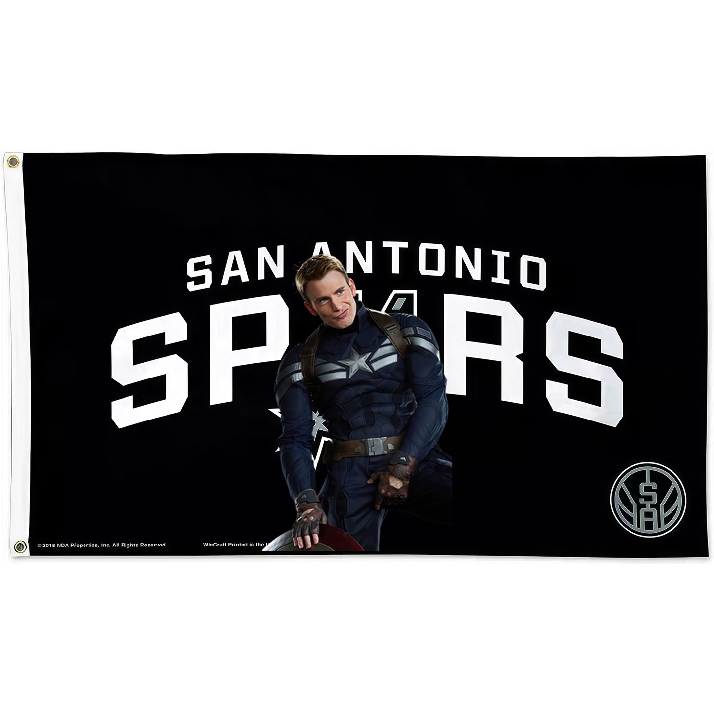 Captain America X San Antonio Spurs Black Flag Custom Image