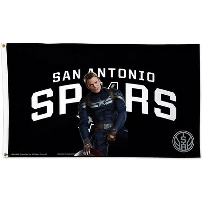 Captain America X San Antonio Spurs Black Flag Custom Image