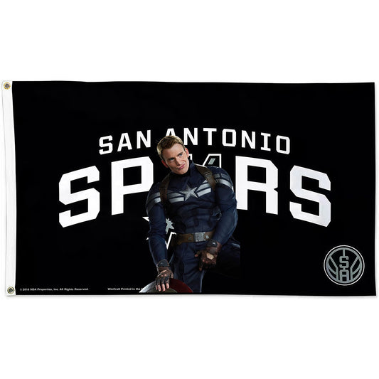 Captain America X San Antonio Spurs Black Flag Custom Image