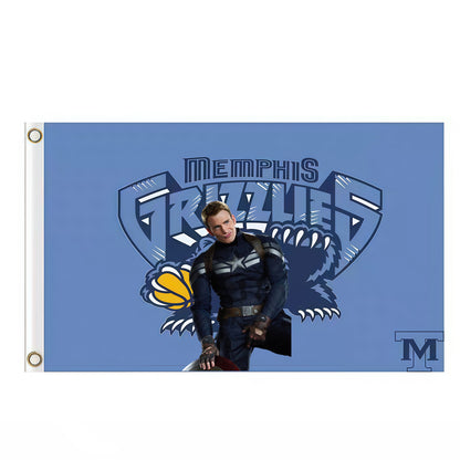 Captain America X Memphis Grizzlies Blue Flag Custom Image