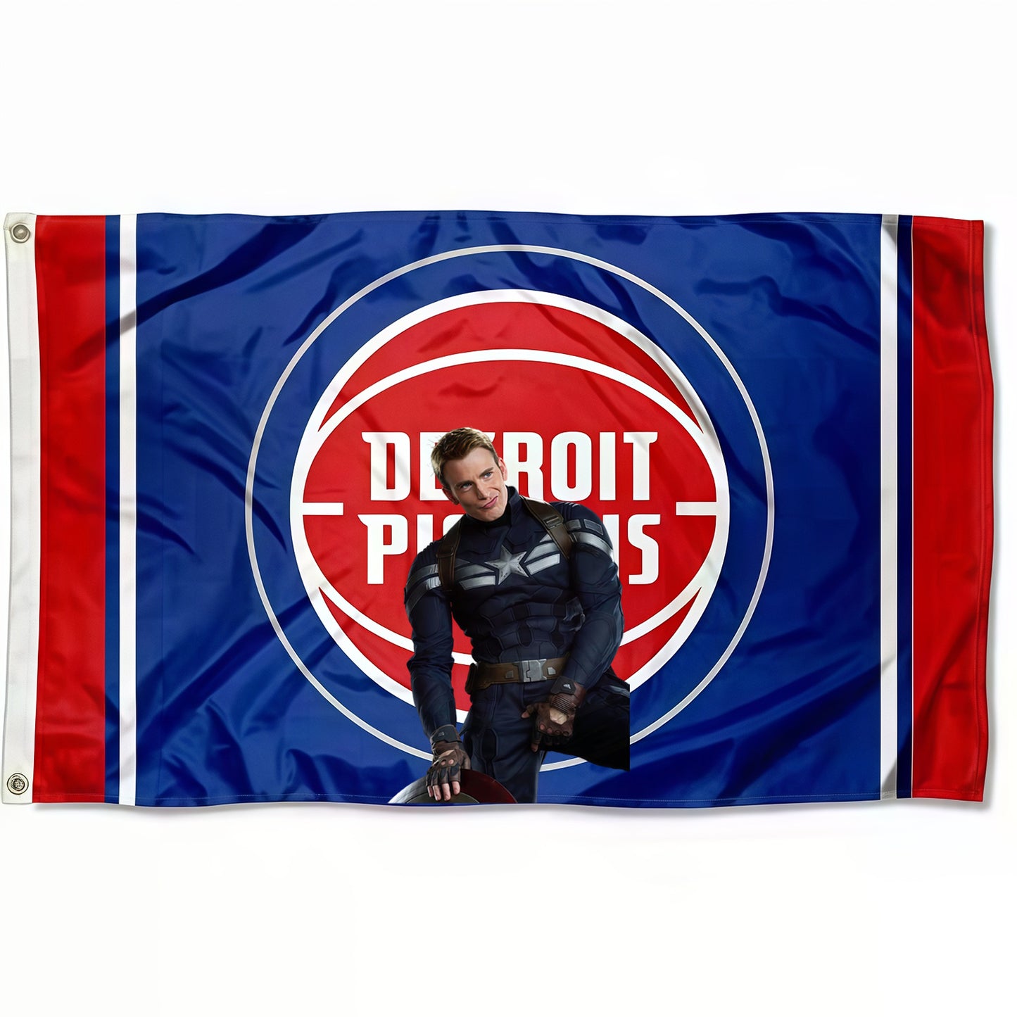 Captain America X Detroit Pistons Classic Flag Custom Image