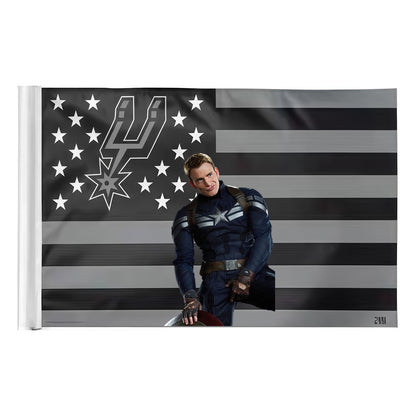 Captain America X San Antonio Spurs Stripe Flag Custom Image