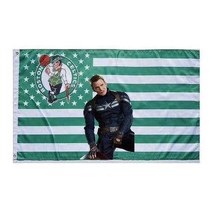 Captain America X Boston Celtics Stripe Flag Custom Image