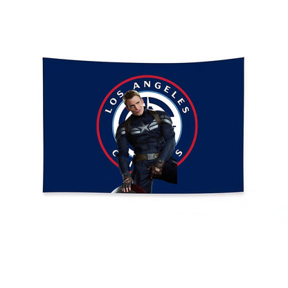 Captain America X Los Angeles Clippers Blue Flag Custom Image