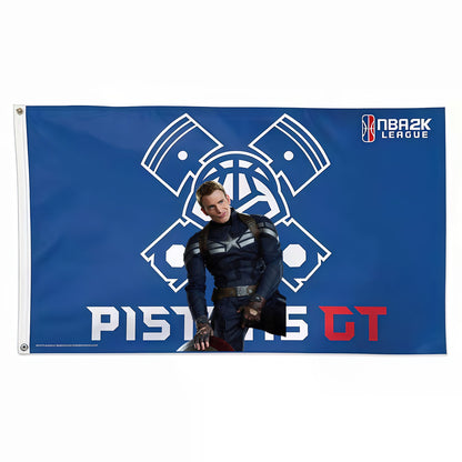 Captain America X Detroit Pistons Blue Flag Custom Image