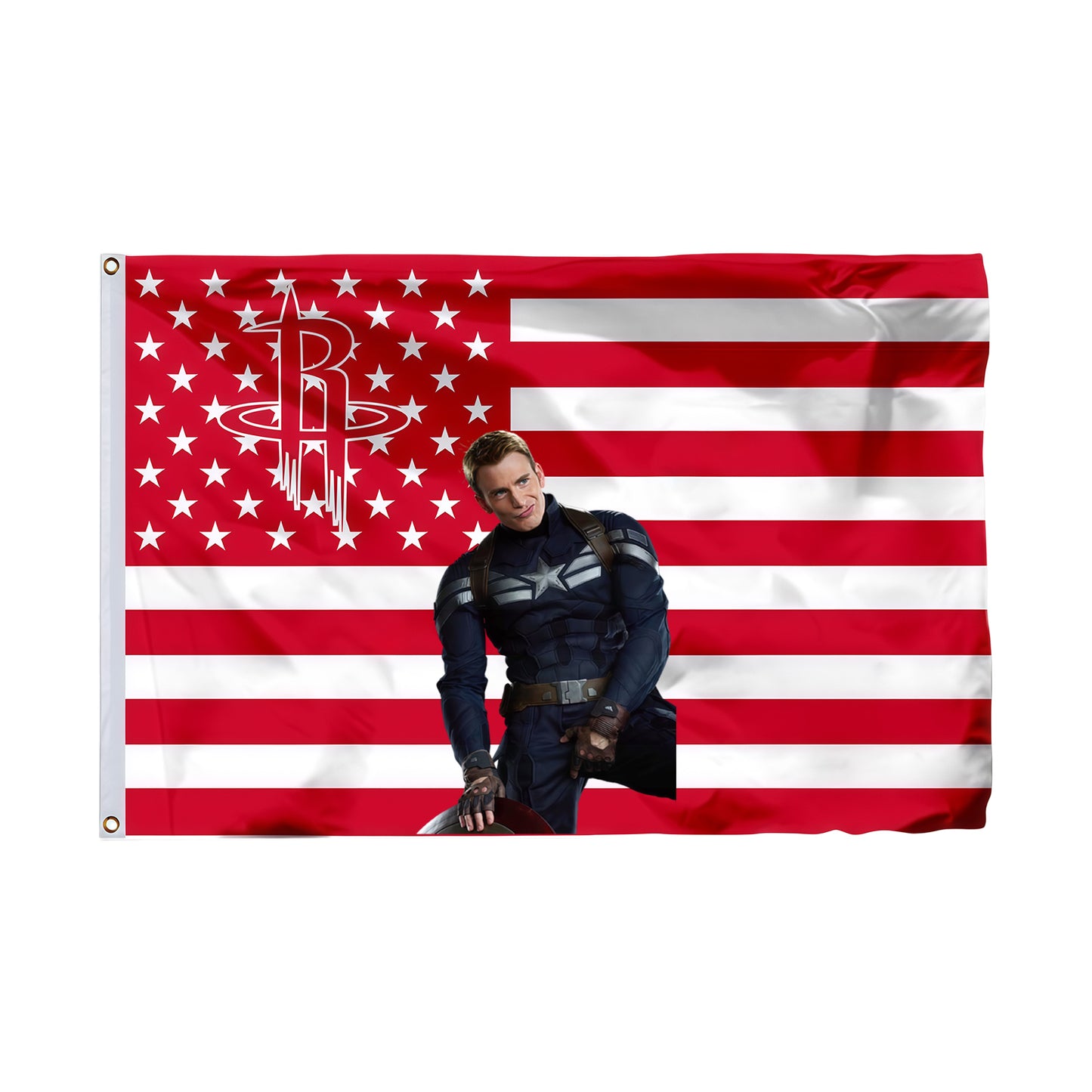 Captain America X Houston Rockets Interstices Flag Custom Image