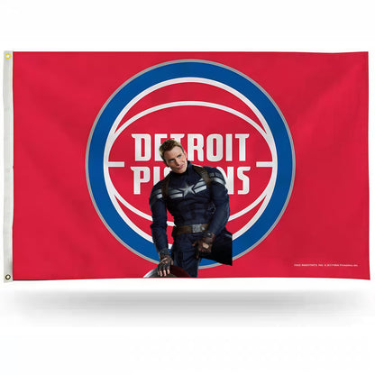 Captain America X Detroit Pistons Red Flag Custom Image