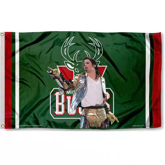 Michael Jackson X Milwaukee Bucks Classic Flag Custom Image