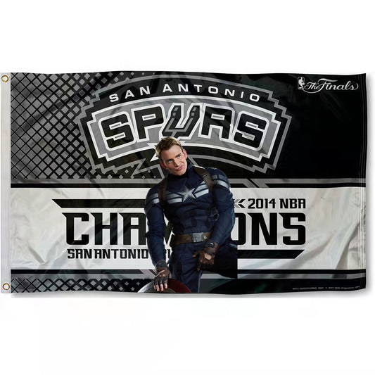 Captain America X San Antonio Spurs Champion Flag Custom Image