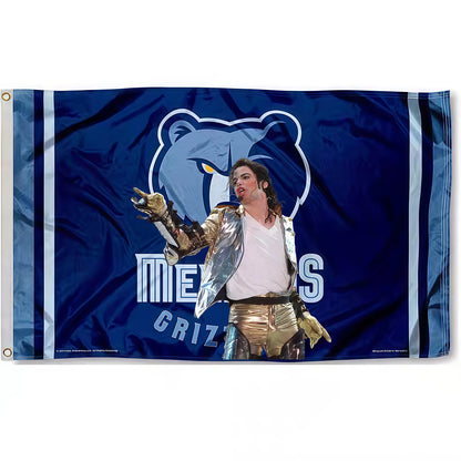 Michael Jackson X Memphis Grizzlies Blue Flag Custom Image