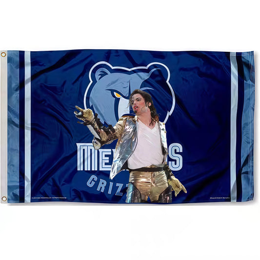Michael Jackson X Memphis Grizzlies Blue Flag Custom Image