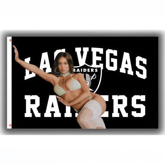 Sydney Sweeney X Las Vegas Raiders Black Flag Custom Image