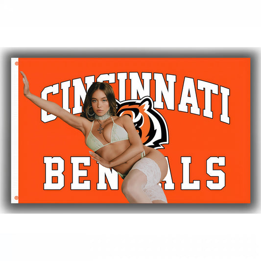Sydney Sweeney X Cincinnati Bengals Flag Custom Image