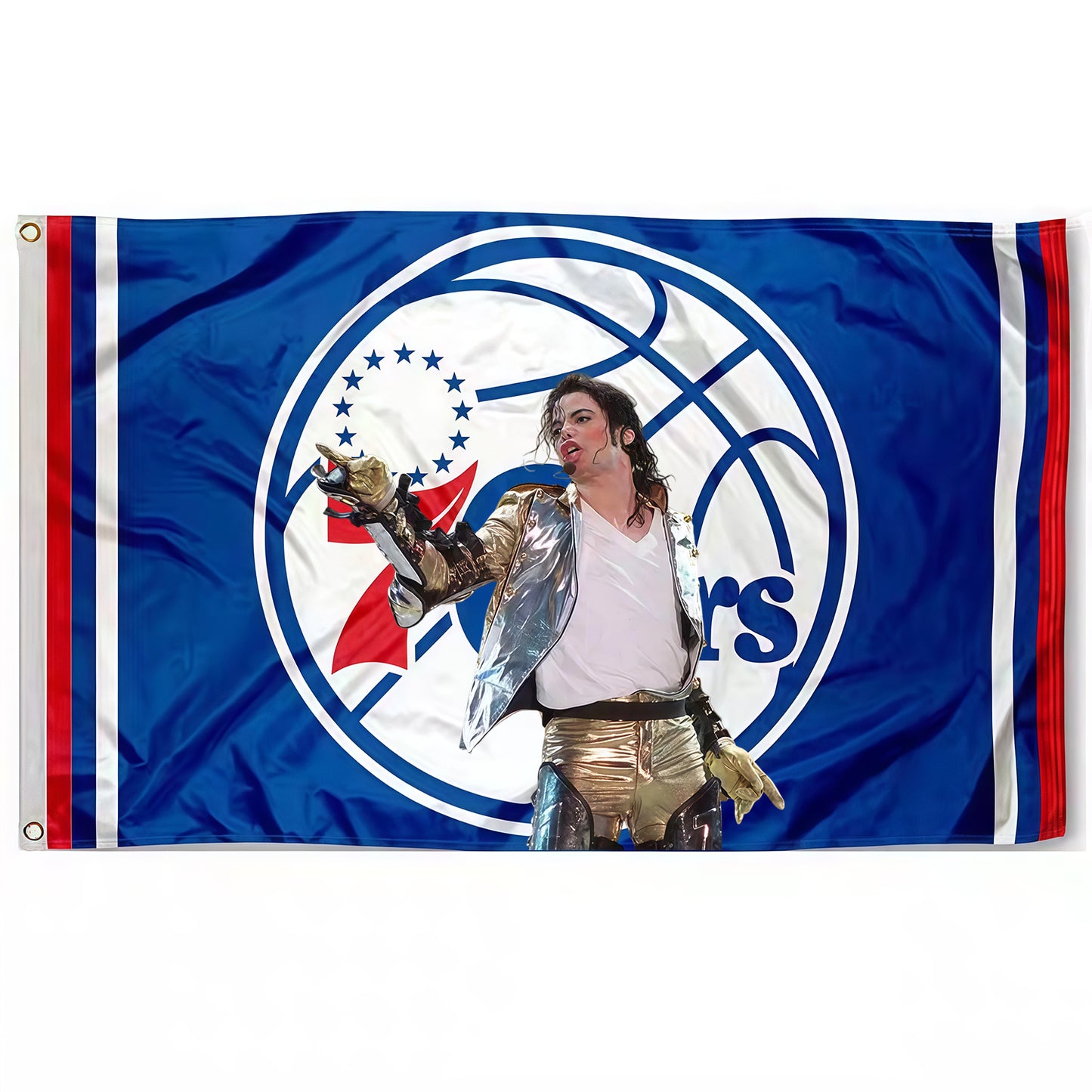 Michael Jackson X Philadelphia 76ers Blue Flag Custom Image