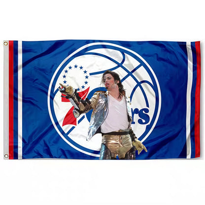 Michael Jackson X Philadelphia 76ers Blue Flag Custom Image