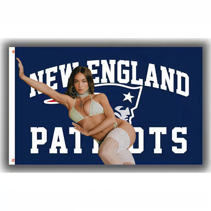 Sydney Sweeney X New England Patriots Blue Flag Custom Image