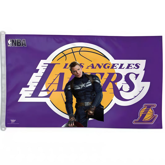 Captain America X Los Angeles Lakers Purple Flag Custom Image