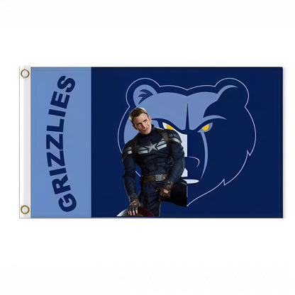 Captain America X Memphis Grizzlies Original Flag Custom Image