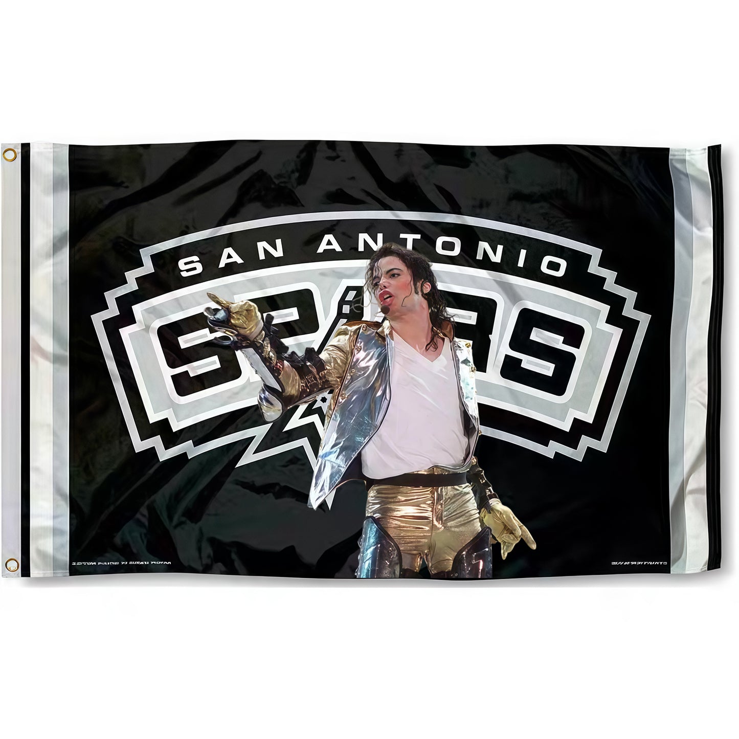 Michael Jackson X San Antonio Spurs Black Flag Custom Image