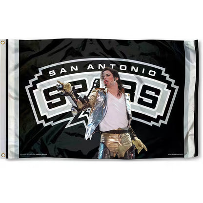 Michael Jackson X San Antonio Spurs Black Flag Custom Image