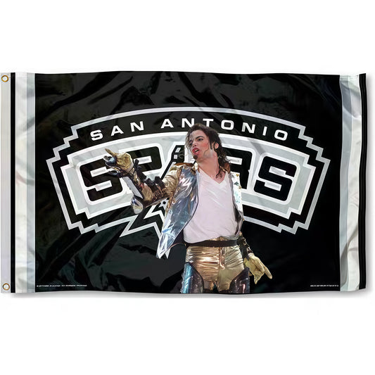 Michael Jackson X San Antonio Spurs Black Flag Custom Image