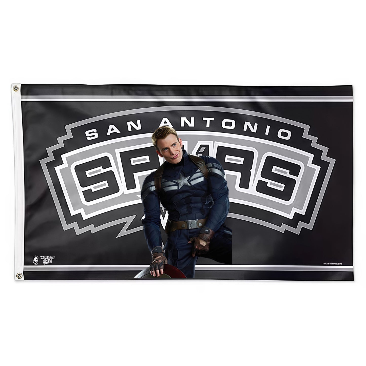 Captain America X San Antonio Spurs Retro Flag Custom Image