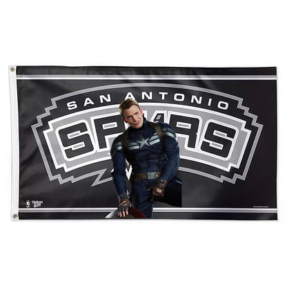 Captain America X San Antonio Spurs Retro Flag Custom Image