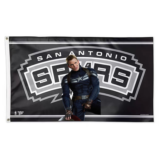 Captain America X San Antonio Spurs Retro Flag Custom Image