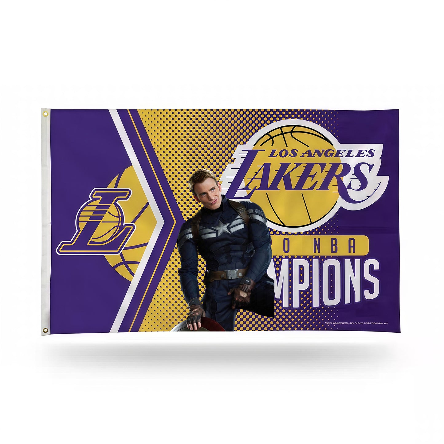 Captain America X Los Angeles Lakers Shinning Flag Custom Image
