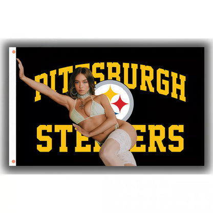 Sydney Sweeney X Pittsburgh Steelers Black Flag Custom Image