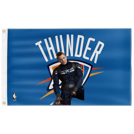 Captain America X Oklahoma City Thunder Blue Flag Custom Image