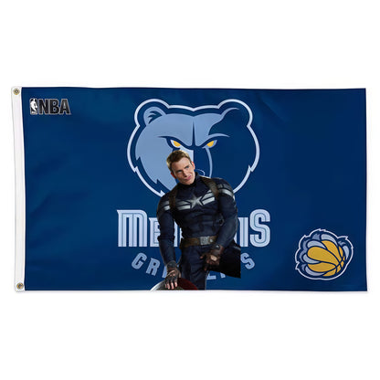 Captain America X Memphis Grizzlies Vintage Flag Custom Image