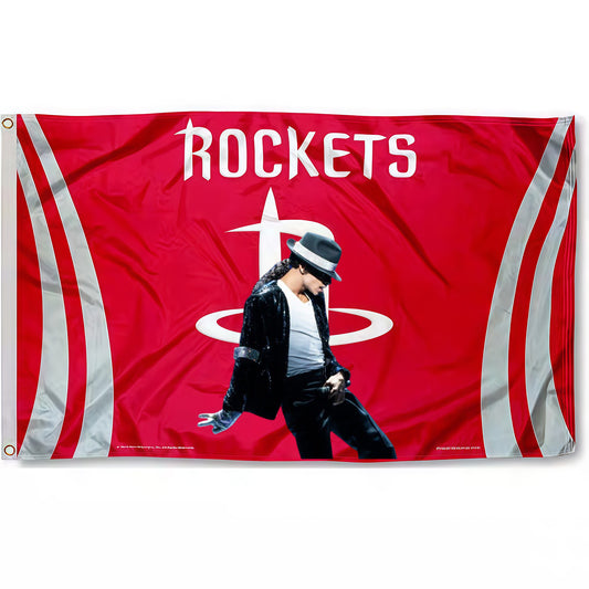 Michael Jackson X Houston Rockets Red Flag Custom Image